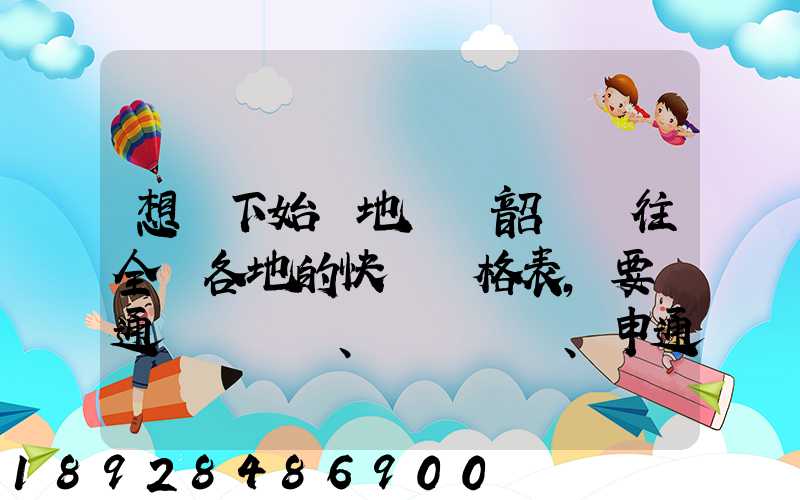 想問下始發地廣東韶關發往全國各地的快遞價格表,要圓通、韻達、申通...